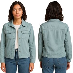 VINTAGE PENDLETON Jacket Womens Medium Teal Button Front 100 Cotton Utility